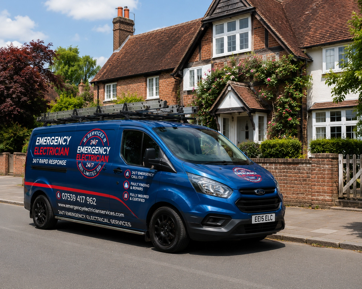 Emergency electrician arriving at a residential property in Eastbourne