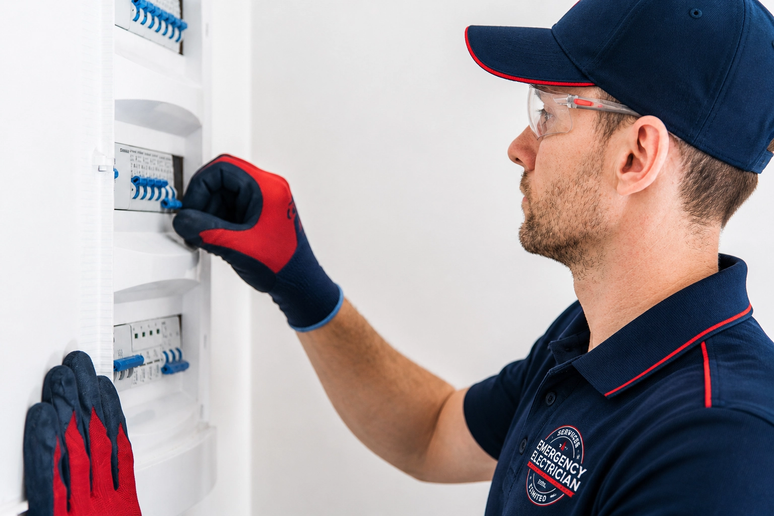Electrician inspecting a consumer unit