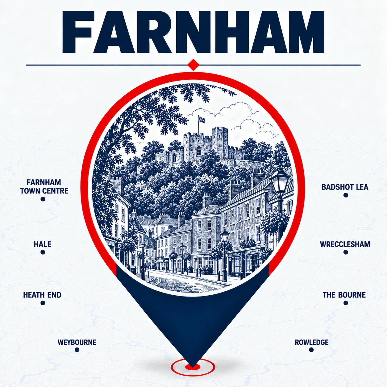 Illustrated coverage map of Farnham and surrounding villages